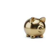 Golden piggy bank isolated on white background for savings and financial planning concepts.