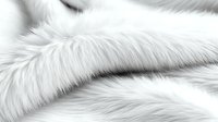 Luxurious white fur texture with soft flowing lines and delicate fibers creating an elegant abstract pattern. Natural light emphasizes silky smooth surface and gentle waves.