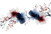 Watercolor floral arrangement with blue and burgundy flowers, delicate branches and berries on white background for wedding invitations and romantic designs.