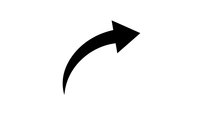 Black curved arrow pointing right on white background isolated for graphic design, presentations, and web interfaces.