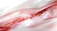 Flowing abstract red and white waves with dynamic fluid motion and bubbling foam texture create mesmerizing artistic background for luxury design projects.