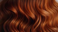 Luxurious wavy copper red hair texture with natural shine and flowing curves creates elegant background pattern for beauty and fashion designs.
