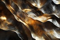 Abstract flowing waves in dark and golden tones create dramatic light effects and organic curves, showcasing dynamic movement and contrast in modern art composition.