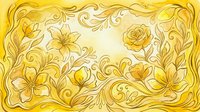 Ornate golden floral frame with decorative scrollwork and blooming flowers on cream background, suitable for invitations, greeting cards, and elegant design projects.