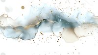 Watercolor ink wash with gold splatter on white background, featuring flowing blue and teal pigment blends. Isolated design element suitable for invitations, wallpapers, and creative projects.