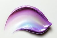 Glossy purple iridescent cosmetic smear with shimmer effect isolated on white background, showcasing luxury beauty product texture.