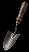 Rustic garden trowel with wooden handle, isolated on transparent background, ready for T-shirt design, stickers, clipart, and print on demand projects.