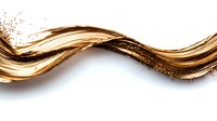 Luxurious golden liquid wave with glitter particles flowing in elegant curved motion against white background, isolated design element for luxury products.