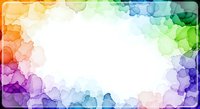 Colorful watercolor border frame with rainbow ink splashes on white background, copy space for text, great for cards and invitations.