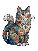 Ornate cat with intricate decorative patterns, mandala designs, and colorful geometric elements throughout its body. Isolated clipart suitable for t-shirts, prints, and design projects.