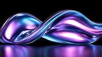 Abstract flowing metallic waves in vibrant blue and purple colors create dynamic motion against dark background with reflective surface, modern artistic design.