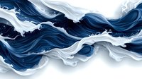 Abstract navy blue and white fluid art waves with dynamic swirling pattern and flowing motion effect on light background, suitable for modern interior design and digital projects.