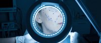 Medical brain scan analysis on futuristic holographic display showing neural pathways and diagnostic data for healthcare technology applications.
