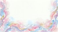 Watercolor pastel swirls and curls frame border with soft pink blue purple hues on light background for wedding invitations greeting cards design projects.