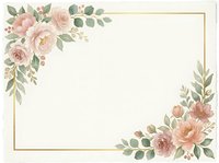 Floral frame with pink roses and green foliage on cream background, isolated design element for invitations, greeting cards, and wedding stationery projects.