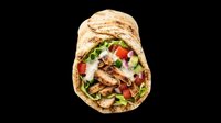 Grilled chicken wrap sandwich filled with fresh vegetables, lettuce, tomatoes, and creamy sauce on whole wheat tortilla, isolated on transparent background for menu design, packaging, and food service graphics.