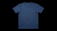 Navy blue heather crew neck t-shirt isolated on transparent background, ready for print on demand, mockup, sublimation, and apparel design use.