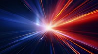 Abstract light rays bursting from center point with red and blue streaks creating dynamic motion effect against dark background, suitable for technology concepts.