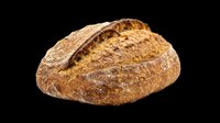 Rustic artisan sourdough bread loaf with golden crust, isolated on transparent background, ready for food design, stickers, print on demand, and T-shirt use.