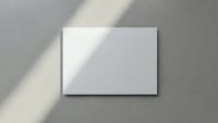 Blank white card mockup with diagonal shadow on gray background for branding and design presentation.