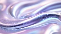 Flowing liquid with iridescent shimmer and glitter particles in purple, blue and white tones. Smooth waves create an abstract, luxurious background suitable for cosmetics, beauty products and modern design projects.