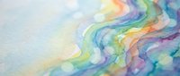 Soft watercolor waves in rainbow hues blend across textured paper, creating a dreamy abstract background for creative projects.
