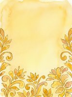 Watercolor ornamental border with golden leaf flourishes and scrolls on cream background, suitable for invitations, certificates, and decorative design projects.