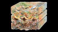 Layered compost bin cross-section showing organic waste decomposition stages with food scraps, leaves, and soil on transparent background. Ready for design use.