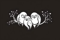 Romantic pair of owls silhouette with heart-shaped tree branches on dark background, perfect for wedding invitations, Valentine cards and love-themed designs.