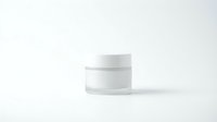 White cosmetic jar with cream on clean background for skincare and beauty product packaging design.