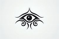 Mystical eye symbol with tribal swirl design elements in black silhouette isolated on white background. Suitable for tattoo art, logos and spiritual designs.