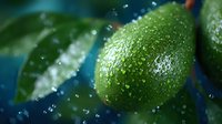 Fresh green limes with water drops on dark background, macro shot showing textured citrus skin and natural moisture in dramatic lighting.