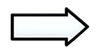 Black and white right arrow with thick outline on transparent background for navigation, signage, or directional indicators in digital and print designs.