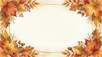 Autumn foliage frame with fall leaves and branches in warm orange, red, and gold tones on cream background. Isolated design element.