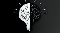 Brain shaped light bulb on black background symbolizing creative thinking, innovation and bright ideas. Minimalist design with white and black contrast.