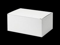 White cardboard shipping box isolated on transparent background, ready for mockup, packaging design, print on demand, stickers, and product branding use.
