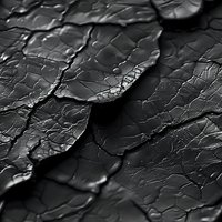 Dramatic black cracked surface with deep fissures and textured pattern creating abstract geological appearance. Moody dark background for design projects.