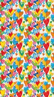 Vibrant hand-drawn hearts seamless pattern in rainbow colors on white background. Colorful love symbols repeating design for Valentine's Day, romance projects.