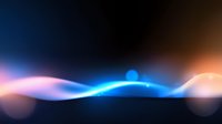 Abstract flowing waves with glowing blue and pink light effects on dark background, smooth energy motion design with bokeh elements and luminous curves.