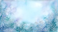Frost-covered winter plants and delicate ice crystals frame a soft, dreamy landscape with pastel blue and purple tones, creating an ethereal seasonal background suitable for holiday designs and winter-themed projects.