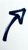 Dark navy arrow drawn with rough brushstrokes pointing upward and to the right on white isolated background, suitable for web design, presentations, and marketing materials.
