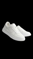 White casual sneakers pair isolated on transparent background, cut out and ready for fashion design, e-commerce, print on demand, stickers, and t-shirt design use.