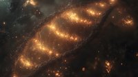 Dramatic spiral galaxy with glowing golden arms swirling through dark cosmic space, illuminated by bright stars and cosmic dust creating ethereal celestial patterns.