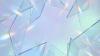 Holographic crystal fragments with rainbow reflections creating abstract geometric pattern on iridescent background for modern digital design projects.