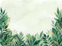 Watercolor botanical foliage border with green leaves on cream background, isolated design element for invitations, cards, and web graphics.