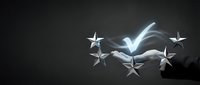 Five silver stars with glowing checkmark symbol representing quality rating, excellence achievement and customer satisfaction on dark background.