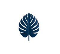 Navy blue monstera leaf silhouette isolated on white background, ready for design projects, logos, and botanical illustrations.