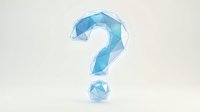 Blue geometric polygonal question mark symbol isolated on white background for design projects and presentations.