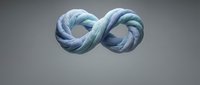 Blue twisted rope infinity symbol on gray background representing endless possibilities and continuous connection concepts.