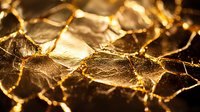 Cracked golden surface with glowing lines creating abstract luxury pattern. Metallic texture with illuminated fractures for premium backgrounds and design elements.